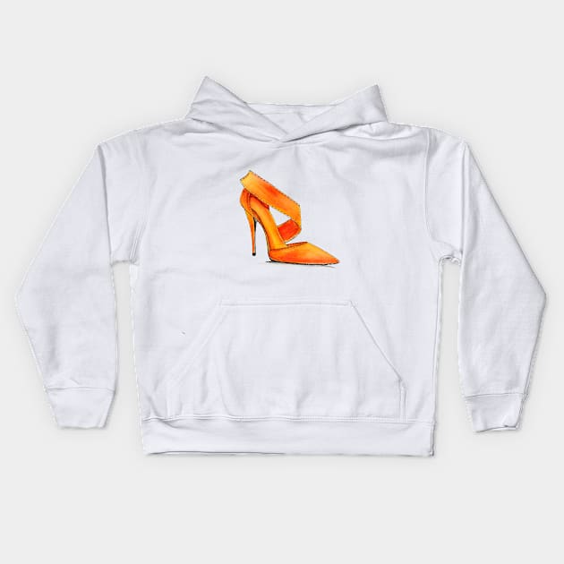 Orange High Heels Kids Hoodie by Svetlana Pelin